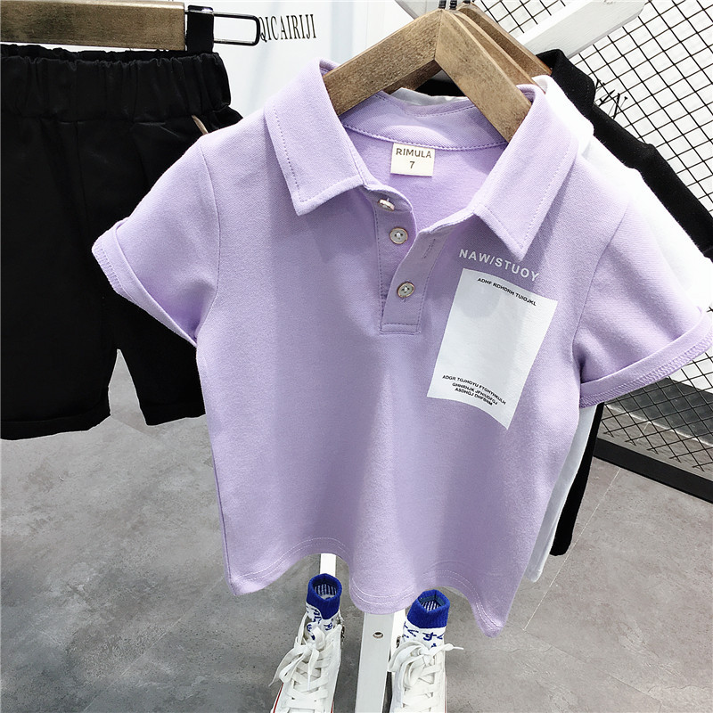 Mãe e crianças polo infantil meninos verão crianças de manga curta camiseta lapela algodão topo tendência do bebê_voghion.com