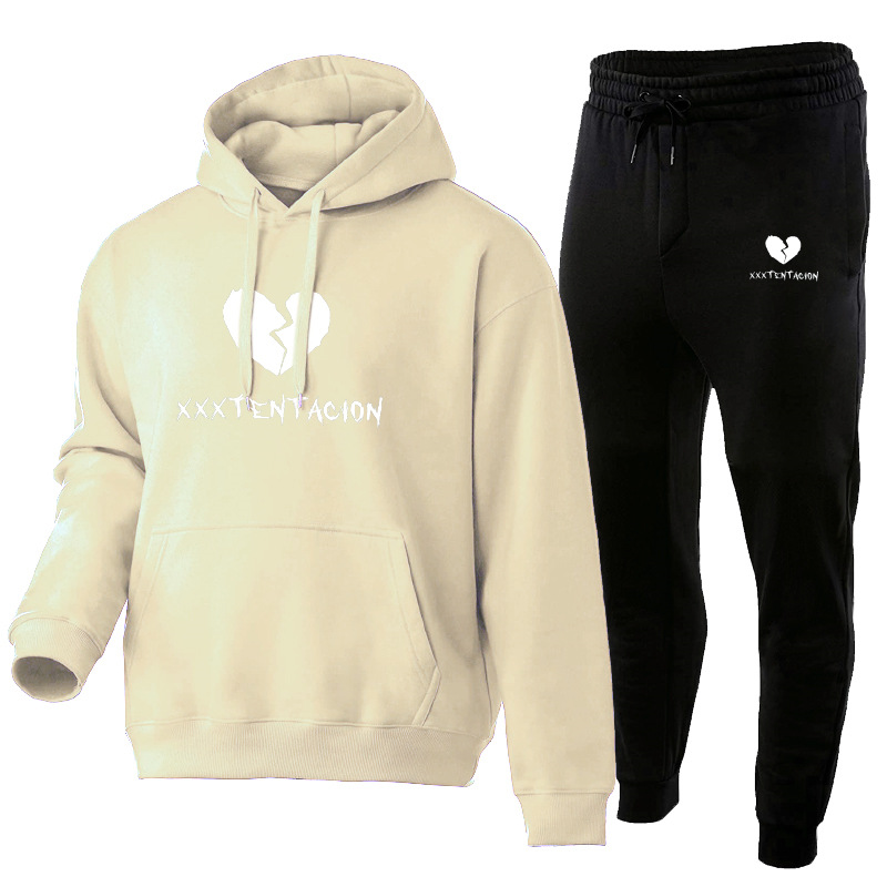 Xxxtentacion bedrucktes Hoodie-Set aus Herrenpullover, Hose und weicher Sportbekleidung_voghion.com
