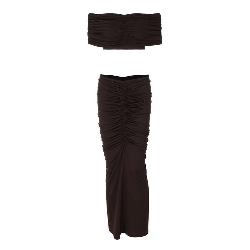 Damenbekleidung 2025 Herbst Neue Mode Sexy Crop Top + Schlank Plissee Rock Set_voghion.com