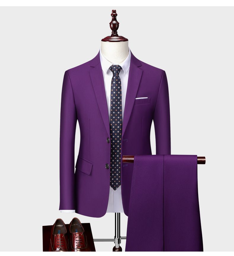 Men's business casual men's fashion host, wedding groomsman suit, two-piece set_voghion.com