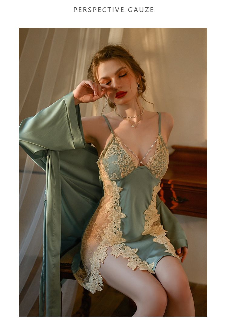 Alluring Hollow-Out Nightdress - Lace Trimmed Sleep Dress With Sheer Details For Intimate Nights_voghion.com