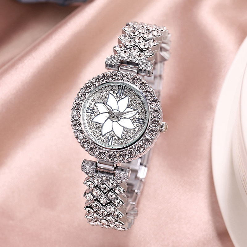 Modelli esplosivi orologio con bracciale tempestato di diamanti piccolo profumo pieno di diamanti orologio da donna al quarzo da donna in due pezzi_voghion.com