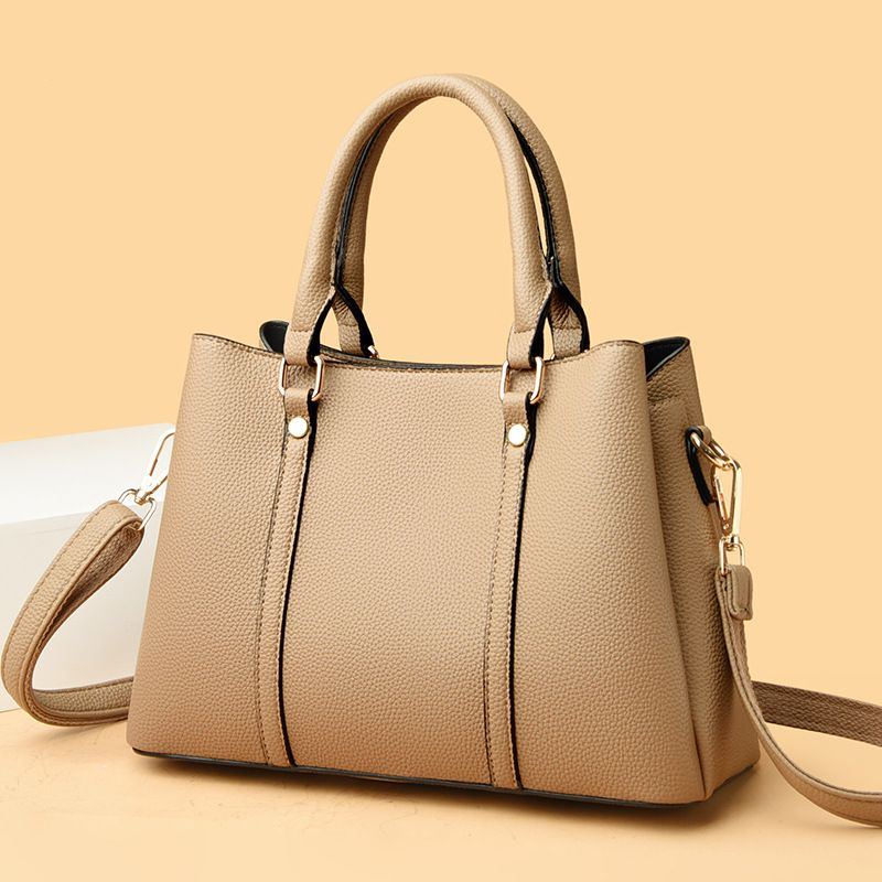 Weiche Lederhandtasche für Frauen mittleren Alters, neue vielseitige Pendlertasche mit großer Kapazität und drei Fächern, Schulter_voghion.com