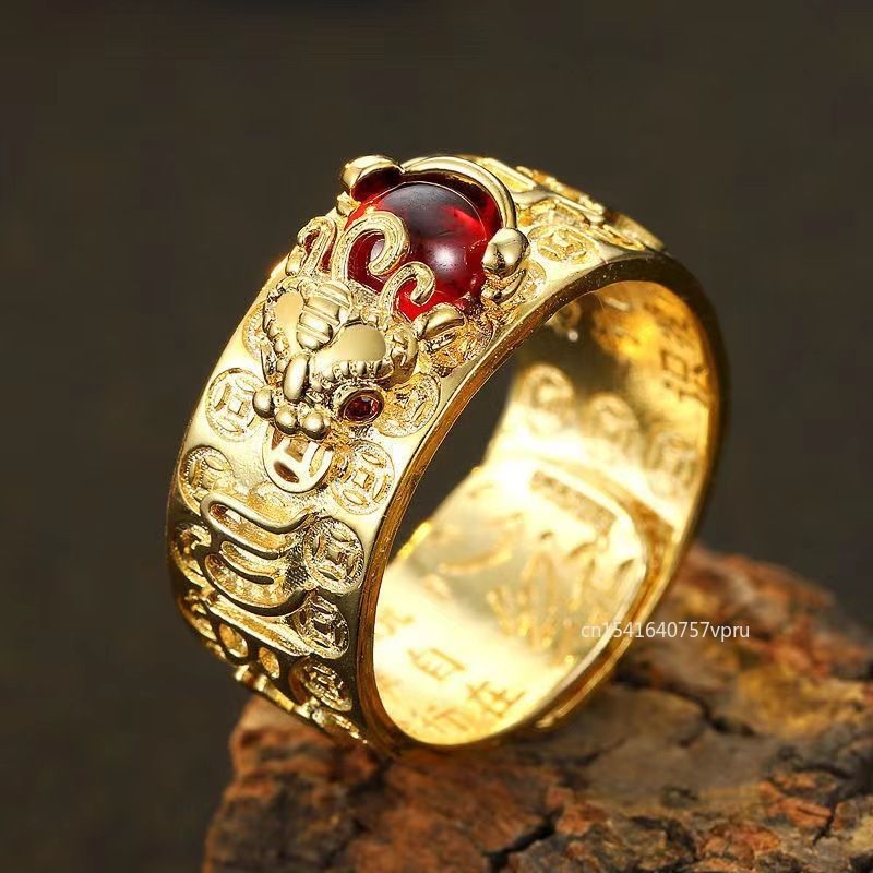 Vendite calde Amuleto fortunato Feng Shui Pixiu Anello per donna Uomo Retro Argento Placcato Anelli regolabili Buona fortuna e ricchezza Gioielli buddisti_voghion.com