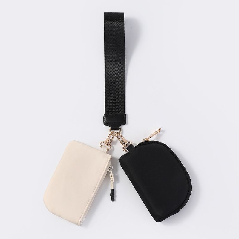 LULU Style Wrist Portable Mini Fashion Color Block Coin Purse Nylon Waterproof Storage Key Bag_voghion.com