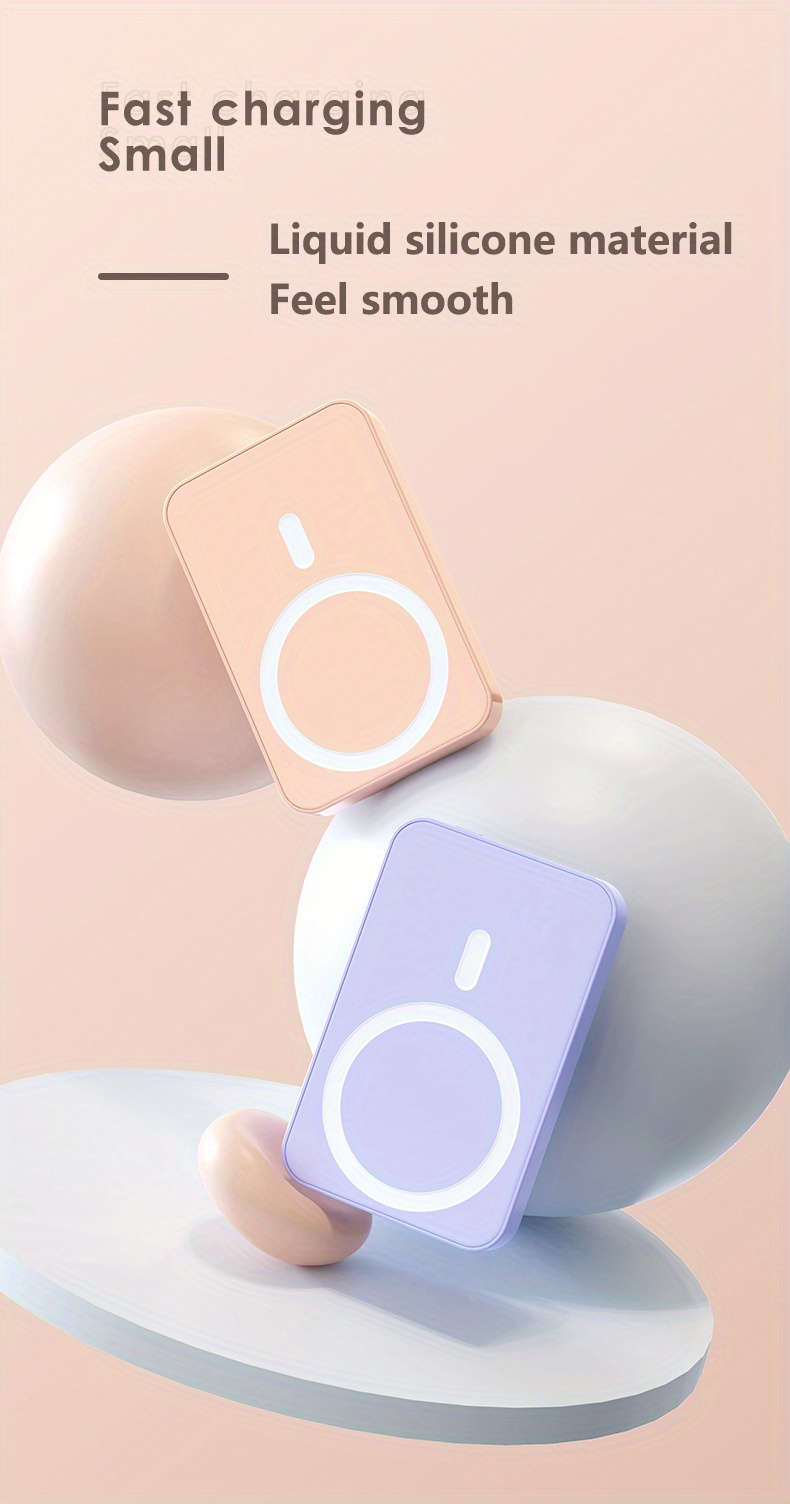 1pc 5000/10000mAh Mobile Power Bank, PD20W Super Fast Charge, Magnetic Suction Wireless Charging Bank, Portable Phone_voghion.com