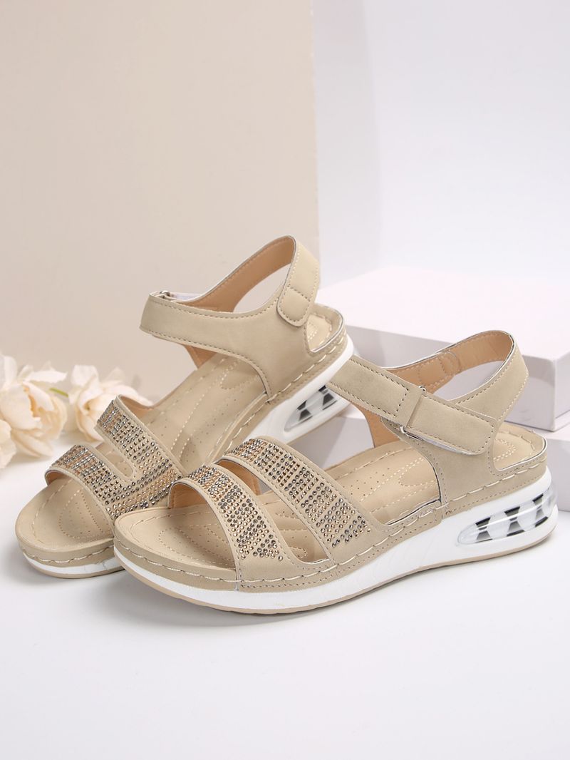 Sandali con zeppa e plateau da donna con plateau e strass con paillettes e cuscino d'aria_voghion.com