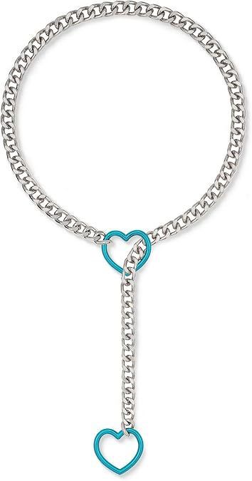 Adjustable Punk Style Cuban Chain Necklace With Heart-Shaped O-Ring, Multi-Color Options For Men & Women_voghion.com