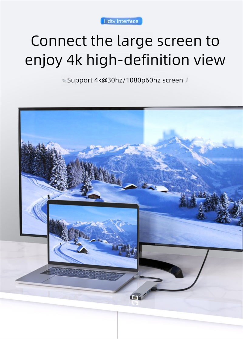 Type-C Docking Station Laptop HDMI RJ45 Network Port USB Hub Multi-Port Adapter_voghion.com