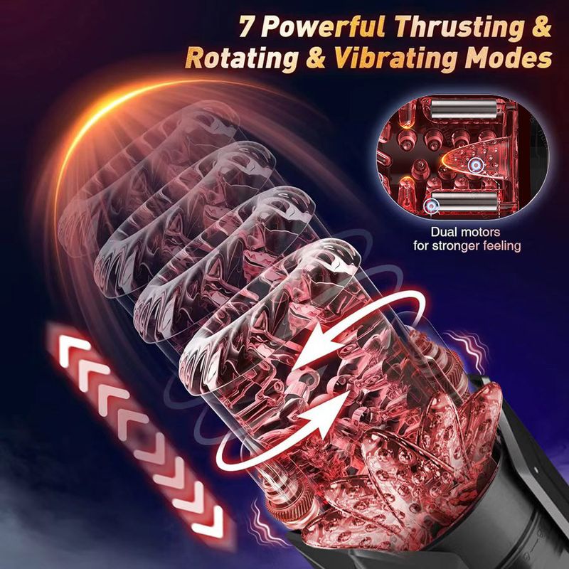 APP LED Automatic Male Masturbator Cup 7 Sucking Rotating Licking Thusting Modes Pocket Pussy Stroker Blowjob Sex Toys_voghion.com