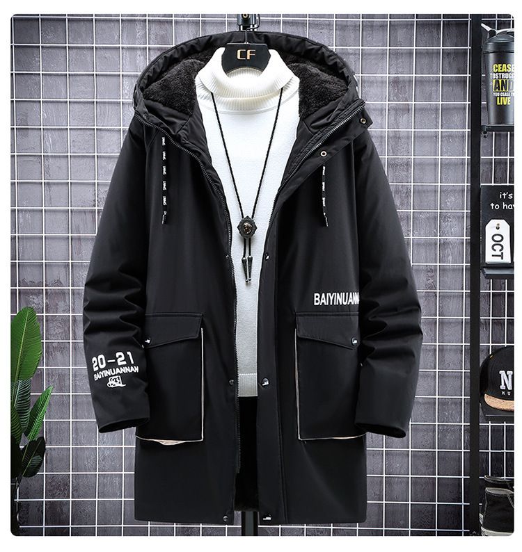 Cappotto invernale da uomo in cotone di grandi dimensioni, più velluto, spesso, di media lunghezza, parka largo, cappotto in cotone di grandi dimensioni_voghion.com