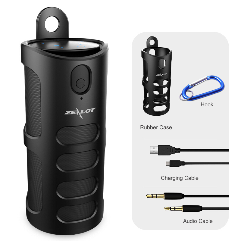 ZEALOT S8 nešiojamasis Bluetooth garsiakalbis belaidis žemųjų dažnių garsiakalbis 3D stereo žemųjų dažnių jutiklinis valdymas TF kortelė AUX grojimas su mikrofonu_voghion.com