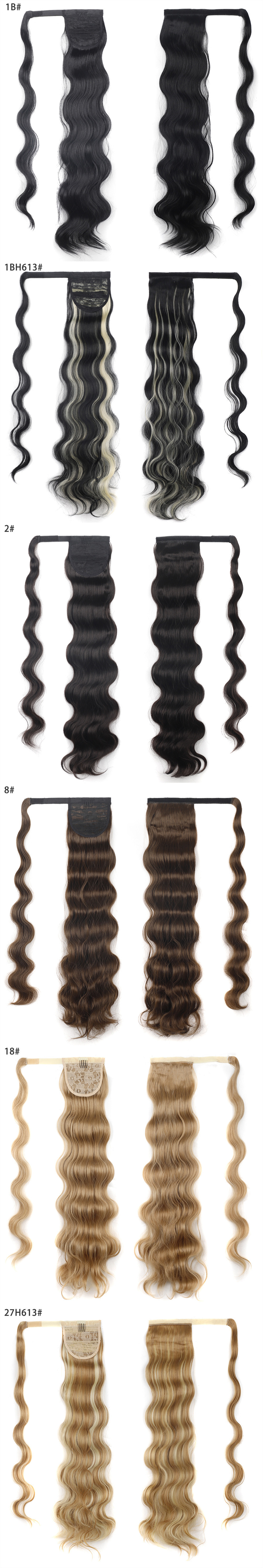 Cabelo sintético multicolorido peruca rabo de cavalo feminino rolos de frango onda fibra química cabelo longo encaracolado_voghion.com