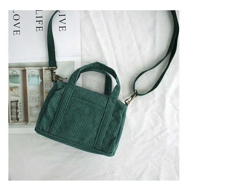Korean And Japanese Corduroy Crossbody Artistic Simple Style For Female Students, Shoulder Bag, Boston Pillow-shaped_voghion.com