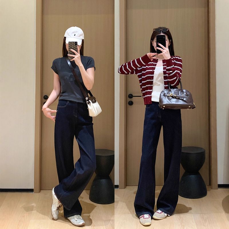 Pantaloni larghi retrò in Tencel Cotton Wan Elastic Line Jeans da donna_voghion.com