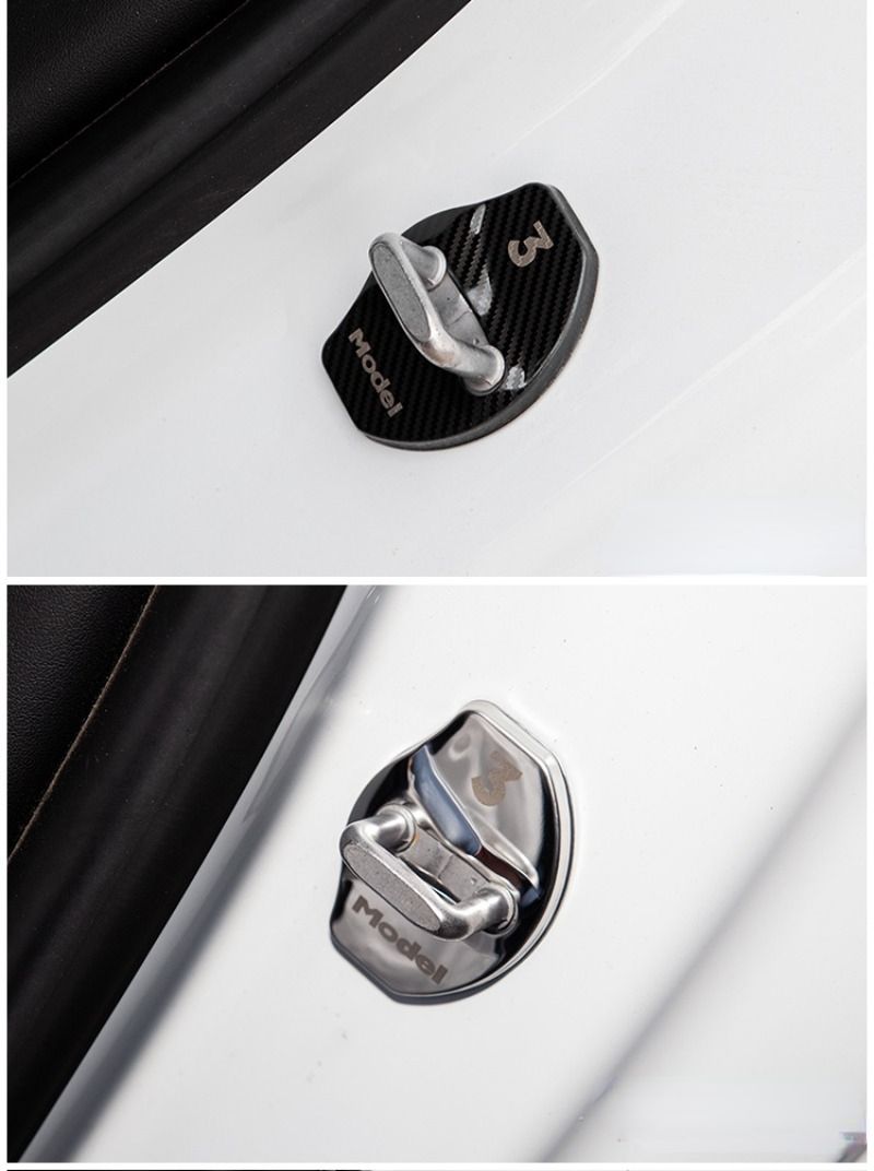 Housse de protection pour Tesla Model 3 Y Boucle de verrouillage de porte de voiture en acier inoxydable Accessoires de décoration de protection 2017-2023_voghion.com
