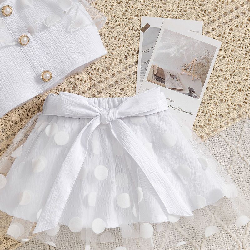 Kinderbekleidung, Sommeranzüge, modische Camisole-Westen mit Punkten, Netzröcke, mehrteilige Anzüge_voghion.com