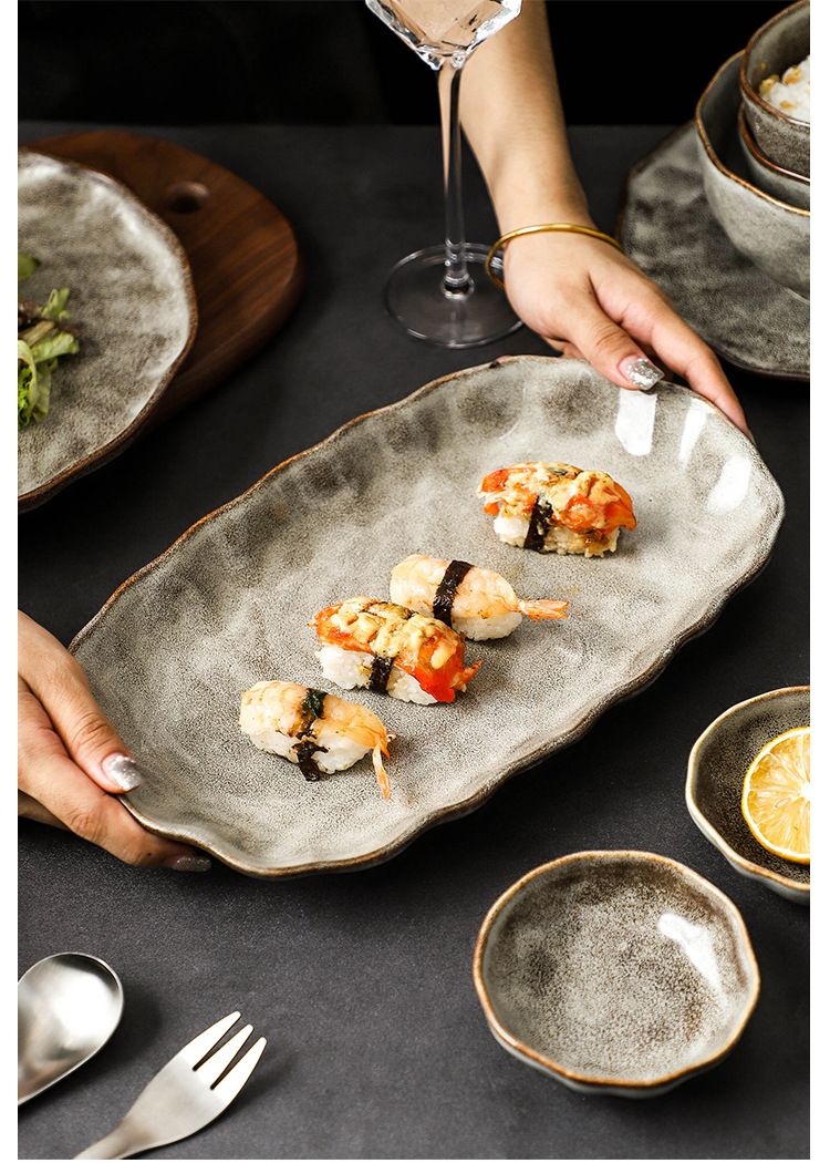 Stoviglie in pietra, piatti retrò, piatti da cena creativi personalizzati, piatti per pasta, insalatiere, piatti in gres vecchio stile_voghion.com