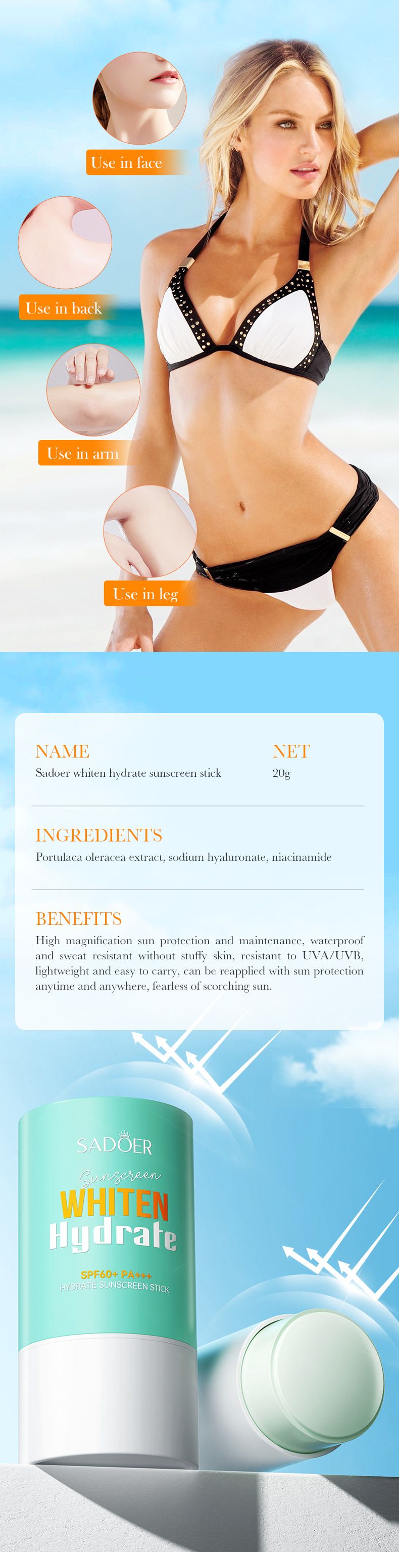 Full English Stick SADOER Whitening Moisturizing UV Resistant Sunscreen_voghion.com