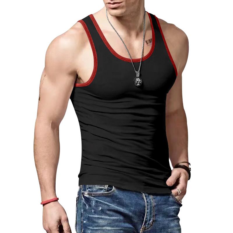 2024 New Trendy Straddle Sports Casual Men's Summer Bottom Multi Color Sweatshirt Tank Top_voghion.com