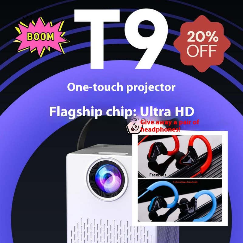 4K 1080P Smart Projector, 200" Screen 8500L With WiFi Bluetooth - Portable Outdoor Mini Projector For Home Theater, Gaming, Camping With 20% Off_voghion.com