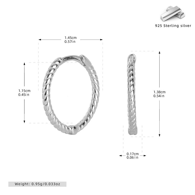 Hot Selling S Pure Silver Braided Circle Wind Electroplating Simple Personality Clips Ear Jewelry Small Hoop Earrings_voghion.com