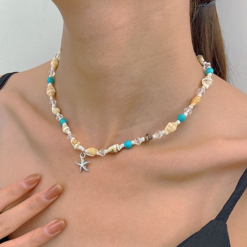 Heta försäljningar Bohemiskt sjöstjärnhalsband för kvinnor Ins stil kreativ snäckskal nyckelbenskedja krage personligt för kvinnor_voghion.com