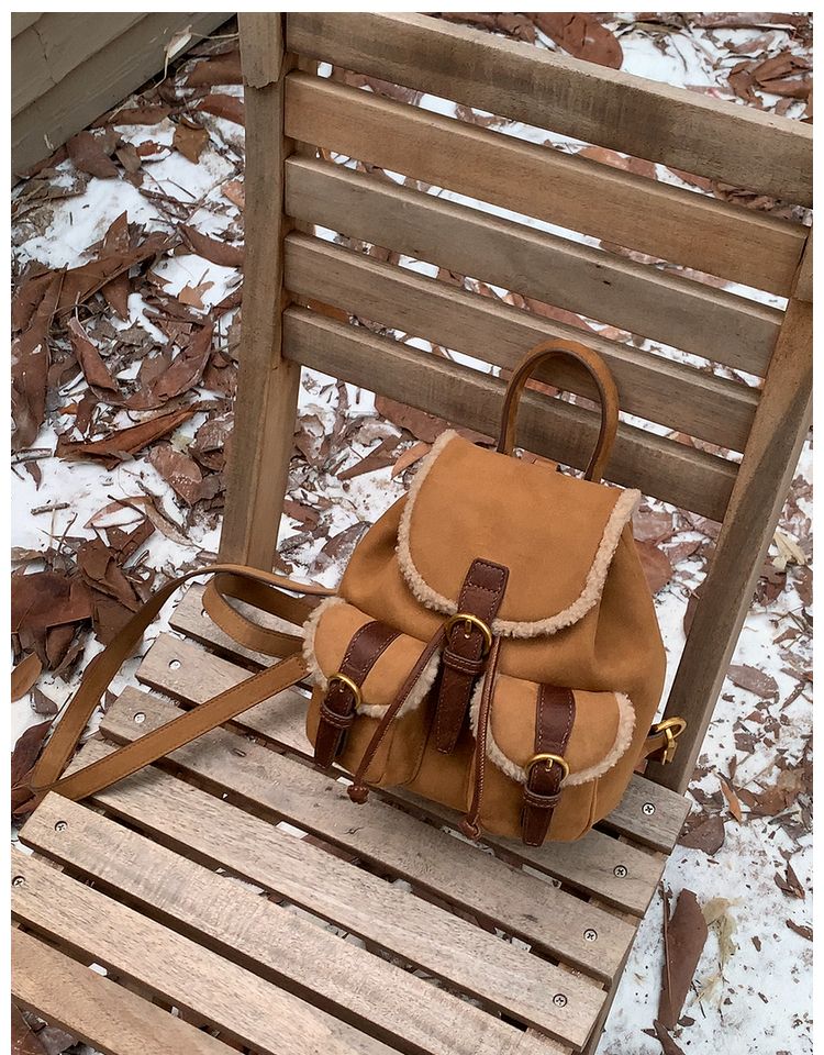 Women's 2025 Autumn And Winter New Lamb's Wool Suede Multi-functional Multi-pocket Women's Small Backpack Fashionable Versatile Leisure Daily_voghion.com