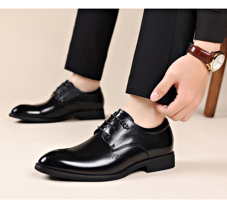New business dress shoes men's soft sole breathable leather British men's shoes commuter cowhide shoes_voghion.com