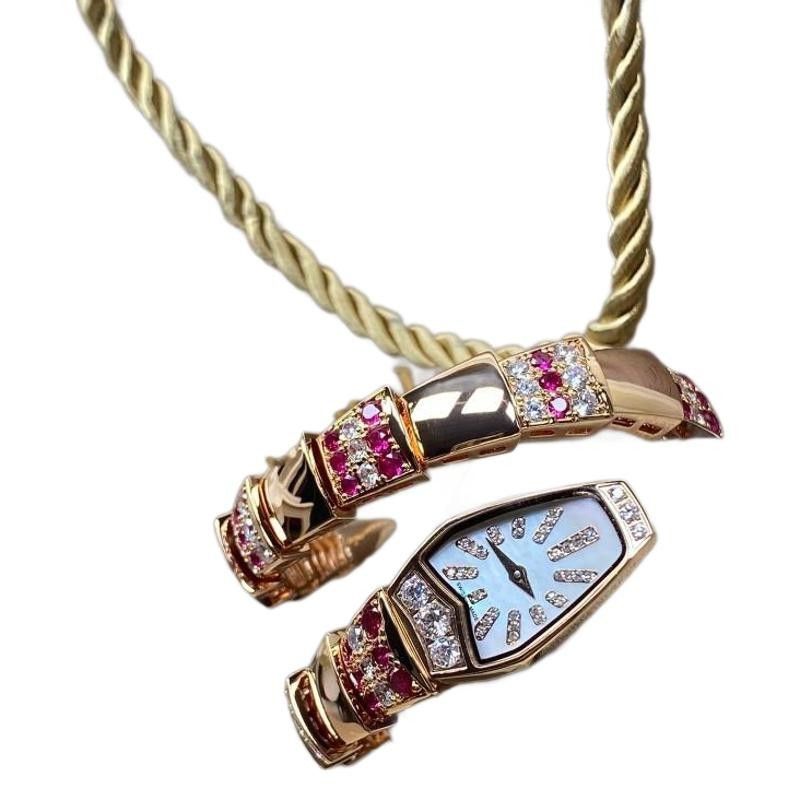 Gioielli Gilt Shadow modello bracciale a forma di serpente con diamanti pieni, orologio al quarzo alla moda e raffinato_voghion.com