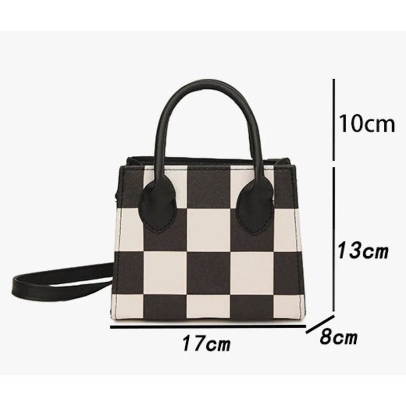 Az idei népszerű női 2024-es nyári új, kis négyzet alakú, divatos és egyszerű keresztpántos táska, kontrasztos kockás mintával._voghion.com
