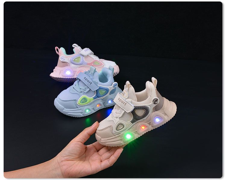 Kids' Glow-in-the-Dark Sneakers - Soft Sole Light-Up Shoes For Boys & Girls, Breathable Mesh Toddler Shoes With Velcro_voghion.com