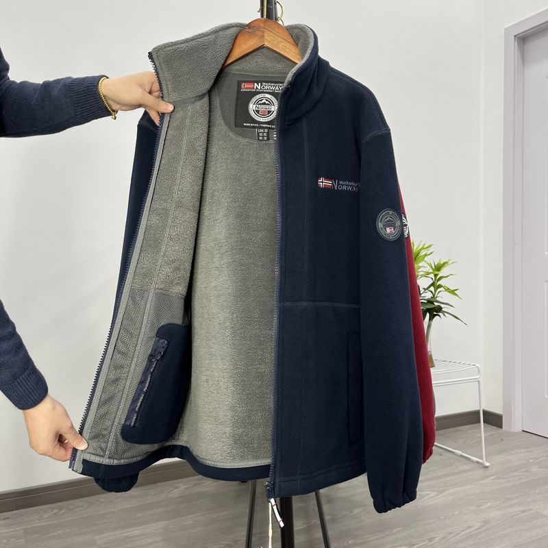 Giacca da uomo con collo alto, foderata in pile e numerose tasche - Caldo e accogliente capospalla in pile double-face per uno stile urbano_voghion.com