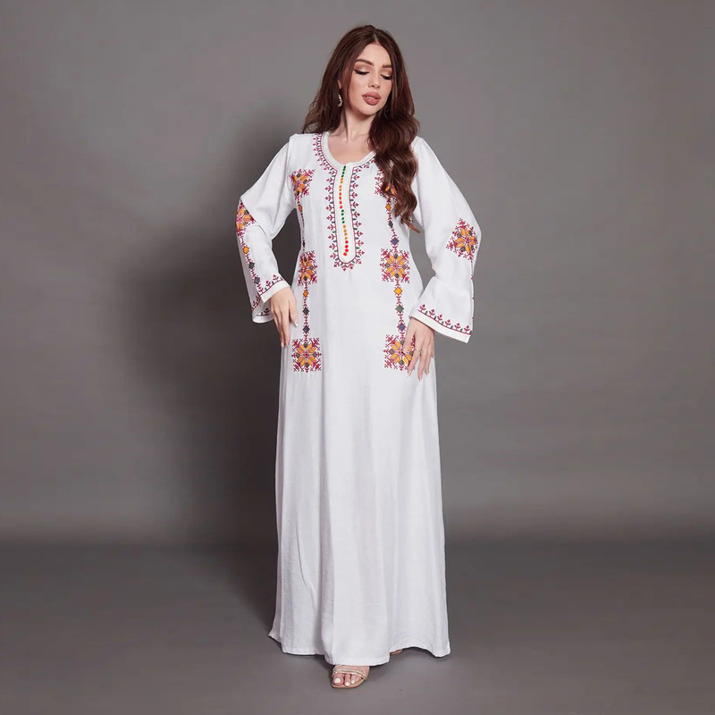 Dameskleding Middelste gewaad Geborduurd Geborduurd Abaya Jurk Lange rok Dubai_voghion.com