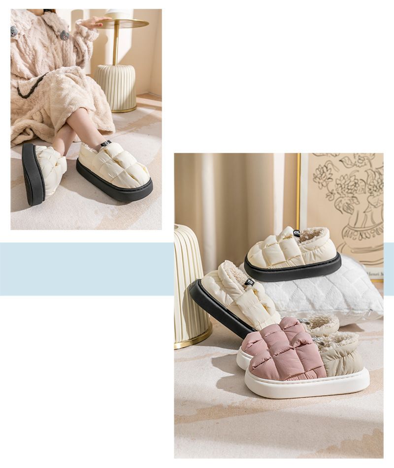 Winterpantoffeln mit Plüschfutter für Damen und Herren – Rutschfeste Gummisohle, Gemütliche Haus- und Outdoorschuhe, Dicker Fleece-Innenschuh_voghion.com