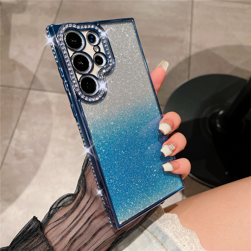 Funda de teléfono de silicona suave con gradiente chapado para Samsung Galaxy S23 Ultra S22 Plus, funda protectora transparente para cámara a prueba de golpes_voghion.com