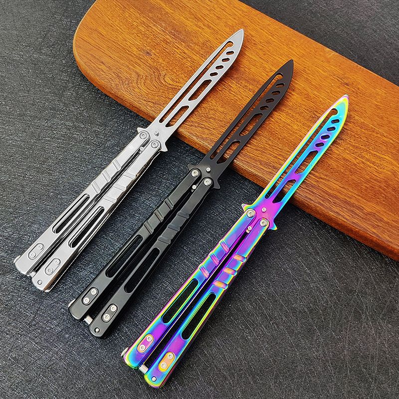 CSGO Peripheral Butterfly Hand Training Throwing Unsharpened Ornamental Foldable Beginner Practice Knife_voghion.com