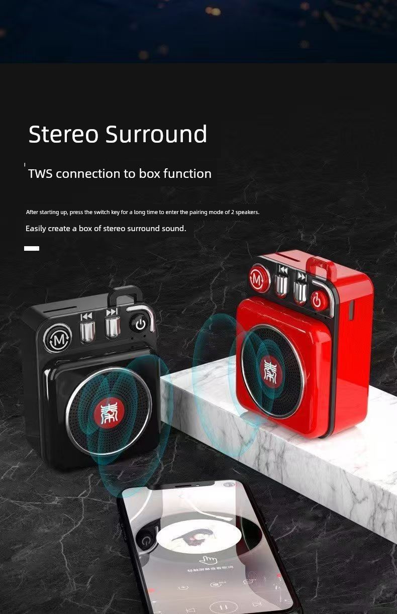 Qin Ge Q8 Mini enceinte Bluetooth sans fil, élégante et polyvalente, avec caisson de basses et chargement par pulvérisation, nouveauté 2024_voghion.com