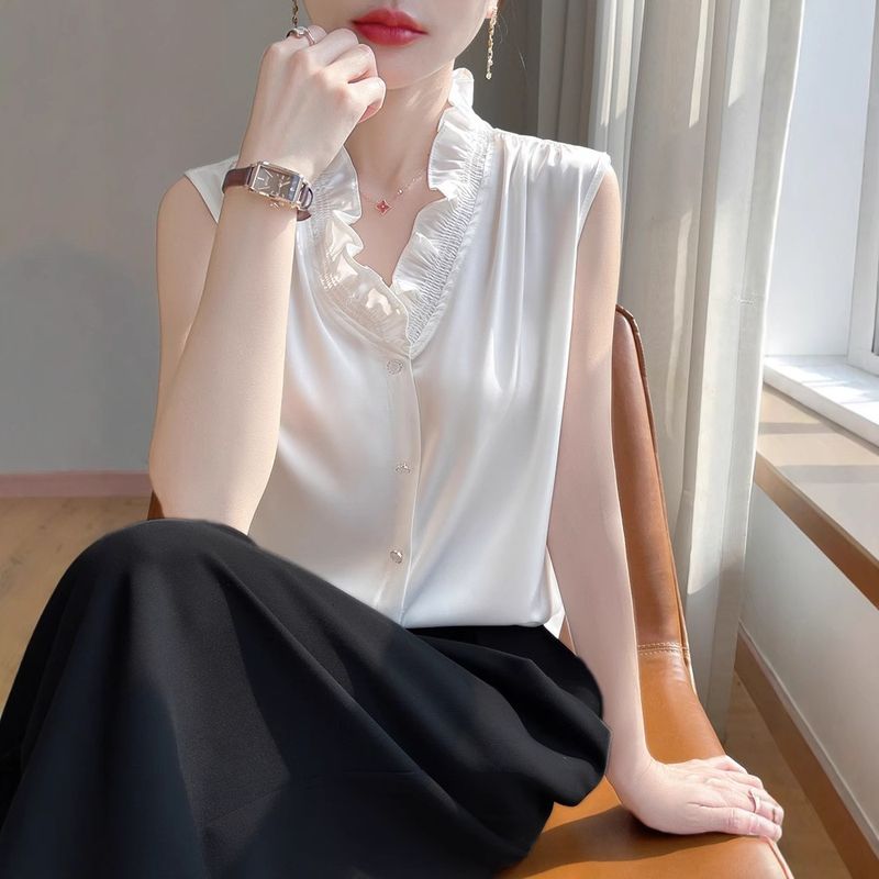High-Quality Versatile Ruffled Edge Vest Shirt Women's Top Summer New Fashion Trend Elegant_voghion.com