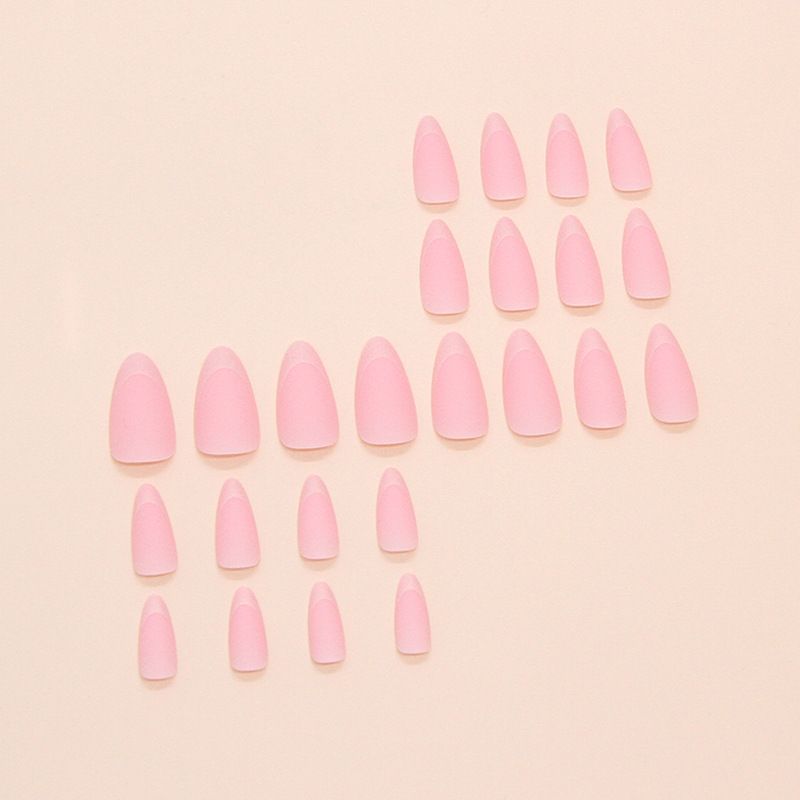 Simple Wear Nagelstücke, mattierte, helle Puder-Nagelstücke, perlmuttfarbene künstliche Nägel, abnehmbare Nagelstücke, 24 Stück_voghion.com