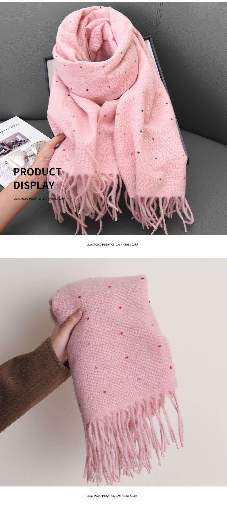 Sciarpa a pois colorati Melad per le donne in autunno e inverno Nuova sciarpa calda e spessa per studenti Versione coreana Scialle versatile_voghion.com