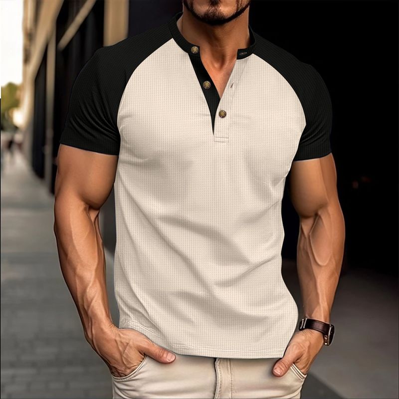 Unbeatable Quality 2025 Men's Summer Waffle Round Neck T-shirt Slim Fit Breathable Pullover Casual Short Sleeved Shirt_voghion.com