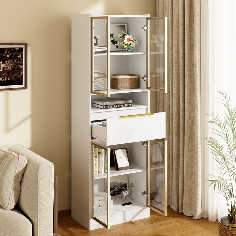 Hochschrank Weiß 60x180cm con 16 colores LED, Bluetooth, frente de cristal_voghion.com