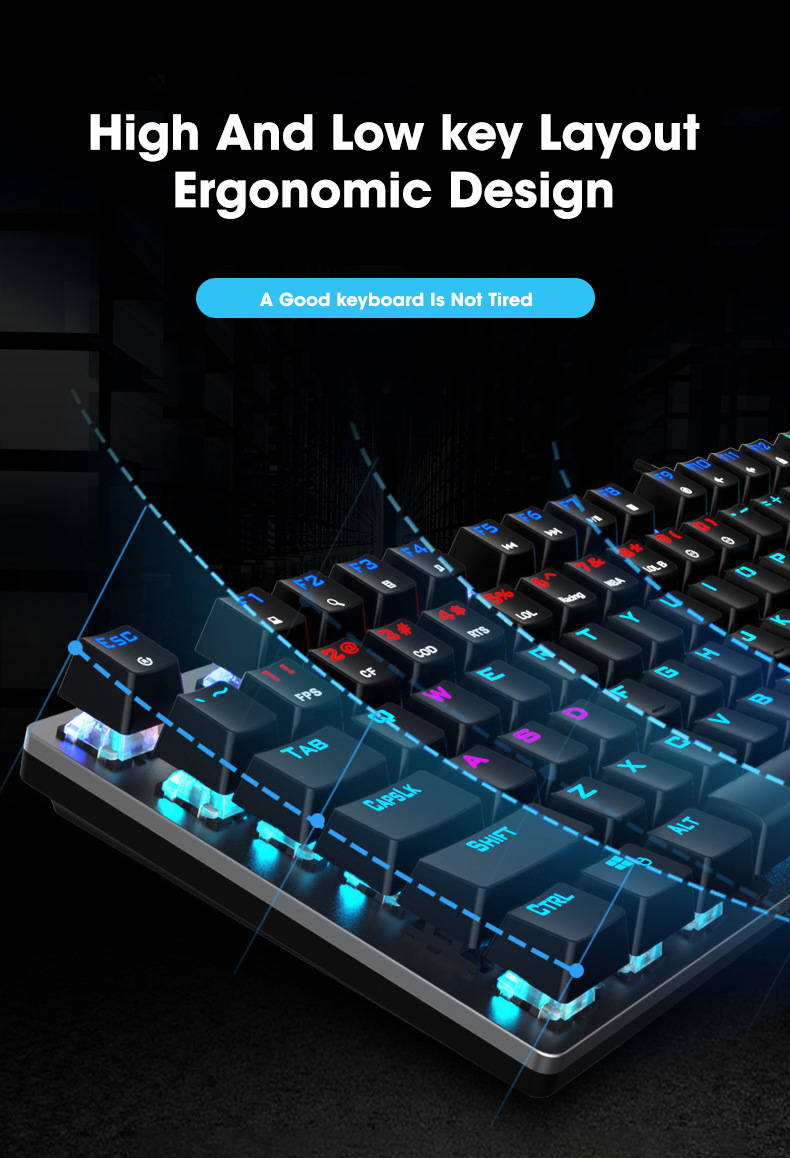 GK410 104 taste Panou metalic Tastatură mecanică RGB Lumină Ceai negru Axe Esports Tastatură completă pentru jocuri fără impact_voghion.com
