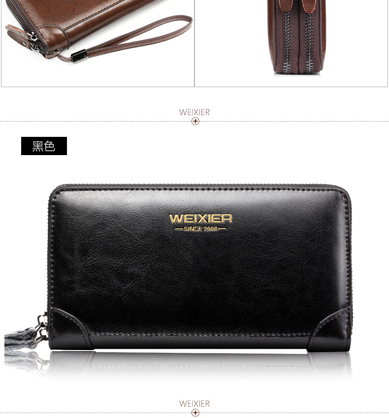 Herrepung Lang pung Pung Læderpung Kohudpung Herre Lynlås Ungdom Business Clutch_voghion.com