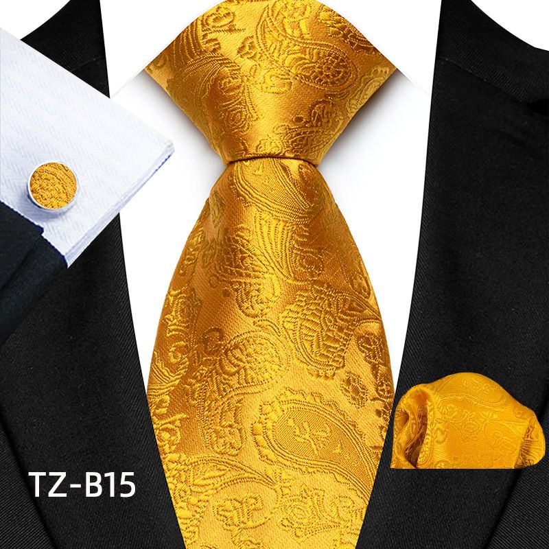 Set de costum de nuntă bărbătesc cu model paisley, cravată și batistă de buzunar, cu manșete_voghion.com