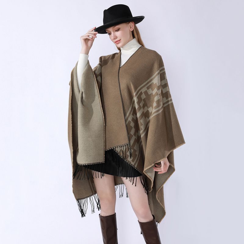 Neie Reesmantel fir Männer a Fraen mat engem Gefill vu Luxus, modeschen Schal, äusseren Dekoratioun, waarme Quastemantel fir Fraen_voghion.com