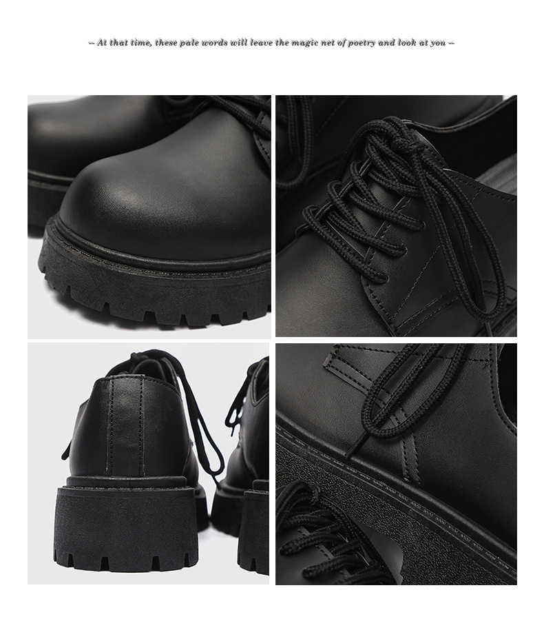 Men's Casual Derby Shoes With Thick Sole & Height Increase - Round Toe Low Top PU Leather Lace-Up Shoes For Daily Wear_voghion.com