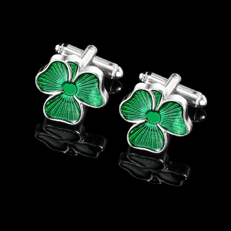 Neue heiße verkauf anlage vier kleeblatt manschettenknöpfe krawatte clip set hohe qualität Französisch mode hemd männer zubehör_voghion.com