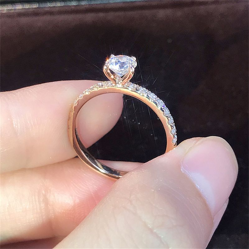 Ready Stock Stylish Women's Simulated Rhinestone Ring with Four-Claw Setting for Wedding_voghion.com